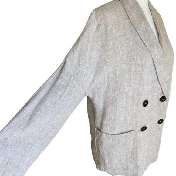 Zara Oversized Lagenlook Double Breasted Linen Blazer Jacket Oatmeal Size XS - Picture 8 of 16